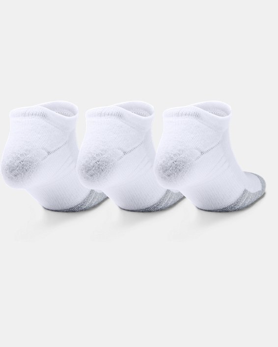 Adult HeatGear® No Show Socks 3-Pack, White, pdpMainDesktop image number 2